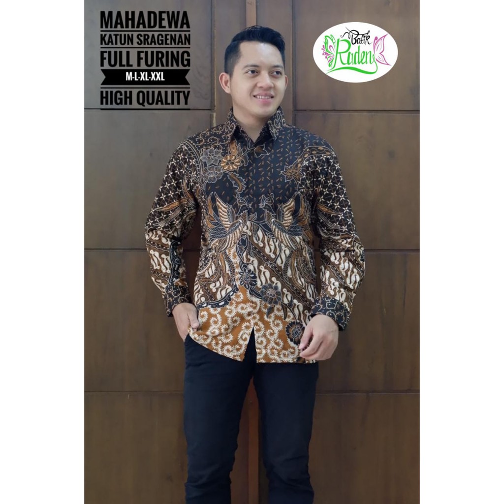 MAHADEWA Kemeja Batik Pria Full Furing Katun Sragenan