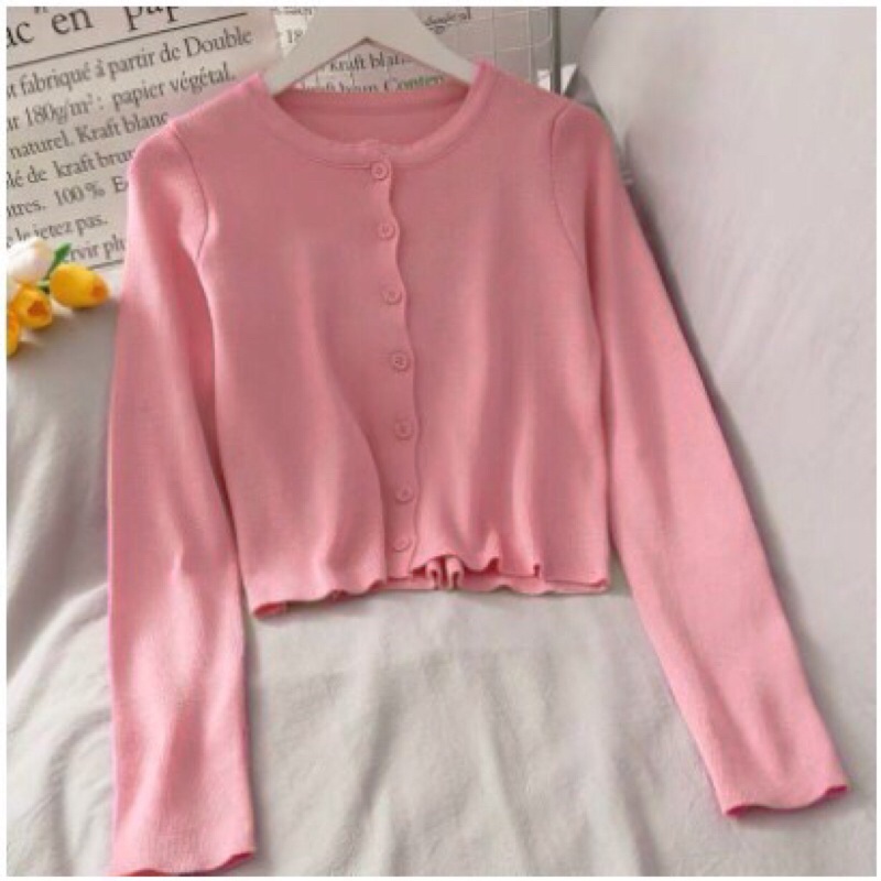 BAILEY CARDI RAJUT / ANGEL BOTON SKIRT / CARDIGAN CROP TOP-Dusty Pink