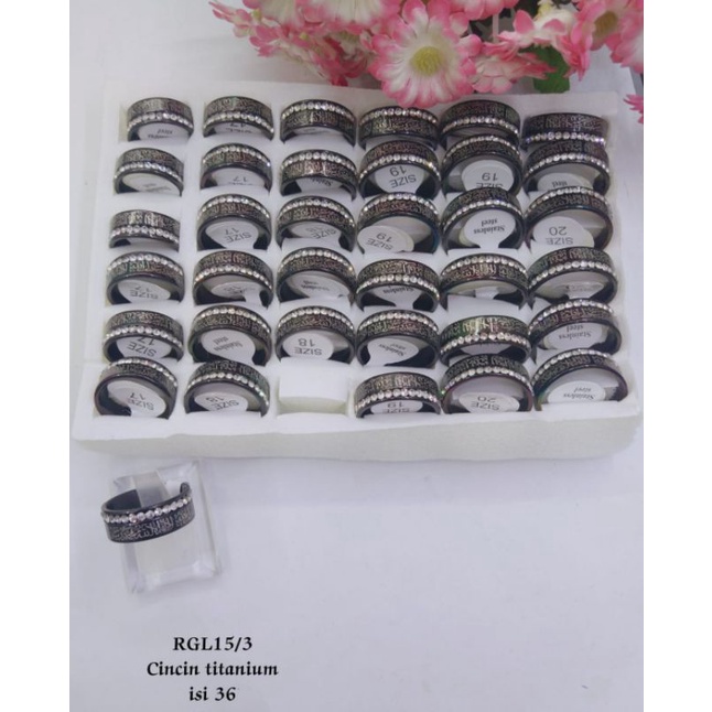 Cincin Titanium Kaligrafi / Cincin Titanium 1 Box isi 36pcs Grosir