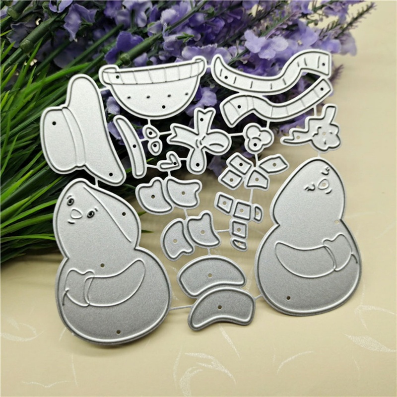 Cetakan Stensil Cutting Dies Motif Snowman Bahan Metal Untuk Scrapbook / Craft Diy