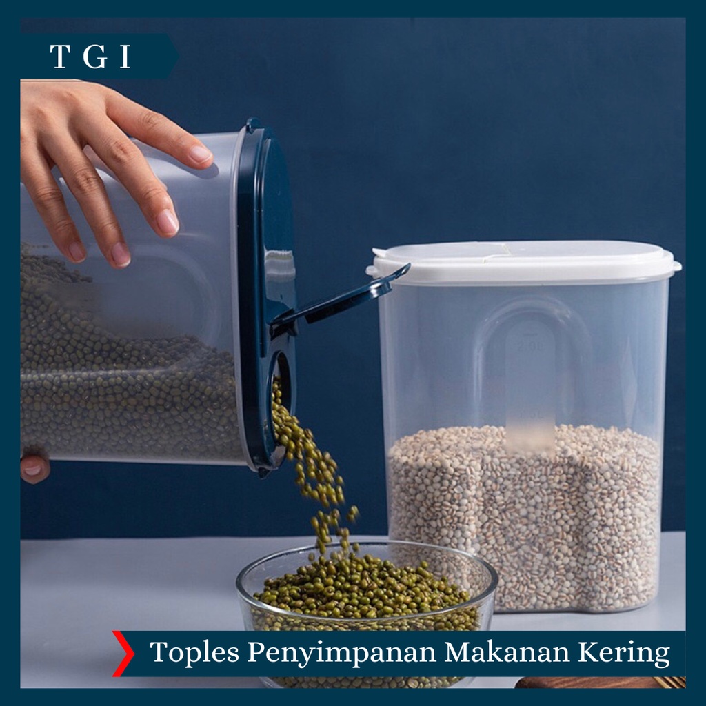 TGI - TOPLES SNACK KEDAP UDARA / PENYIMPANAN BENING CEREAL KONTAINER MAKANAN FOOD STORAGE JAR CONTAINER / KOTAK SNACK / KOTAK ORGANIZER DAPUR / PENYIMPANAN BERAS / KOTAK SIMPAN DAPUR