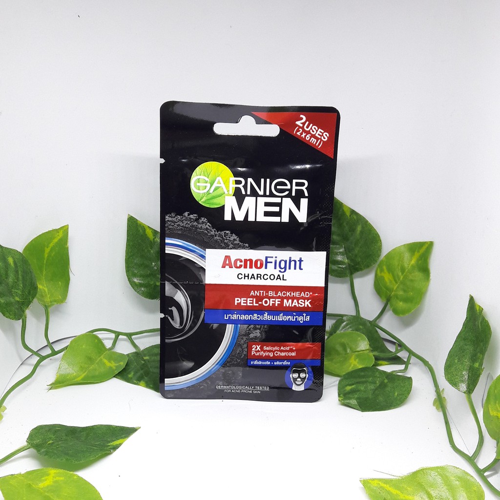[NEW] Garnier Men Acno Fight Charcoal Anti-Blackhead Peel-Off Mask 2x6ml (Masker Pria Lawan Komedo)