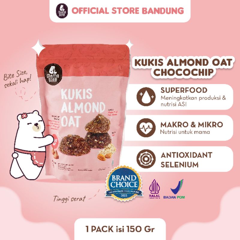 (MAMA BEAR) Kukis almond oat mama bear rasa Cokelat Chip / Pelancar ASI Mamabear / ASI Booster Terlaris