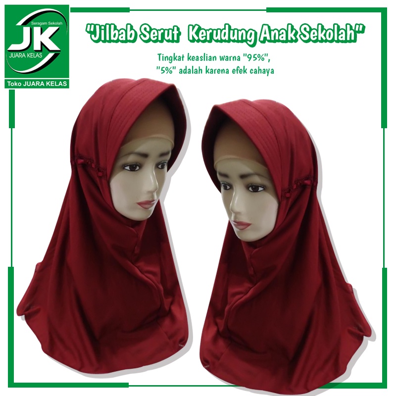 [JK] Jilbab Serut Kerudung Anak Sekolah SD - Kerudung Bergo Merah Sekolah SD
