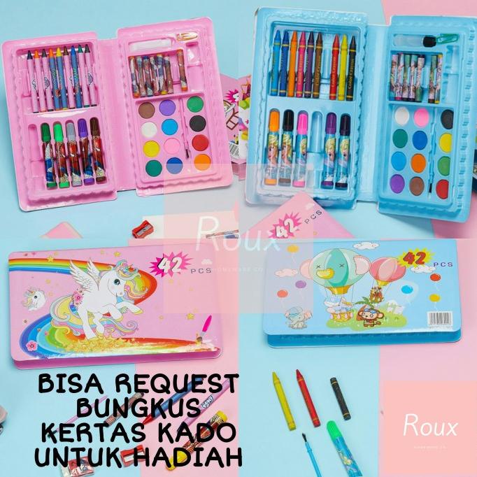 

Crayon Set Anak Pensil Warna 42 Pcs Alat Lukis Mewarnai Gambar Cat Air