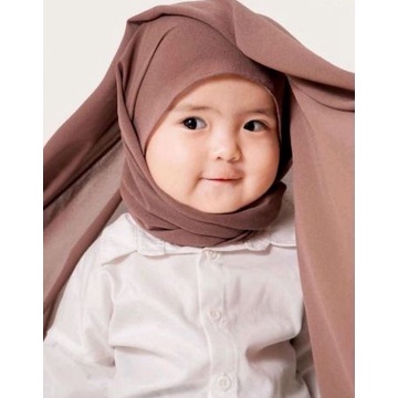 BFJ014 Pashmina Anak Polos TANPA TALI Diamond Crepe Pashmina Kain Lembut JIlbab Anak / Hijab Anak Usia 2-10thn 140x50cm Jahit Neci