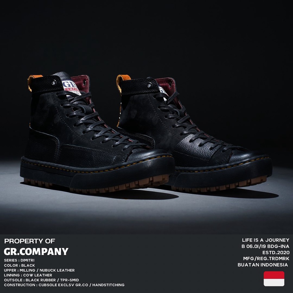 Gr.company - Dimitri Black | Sepatu Sneakers Kulit Pria