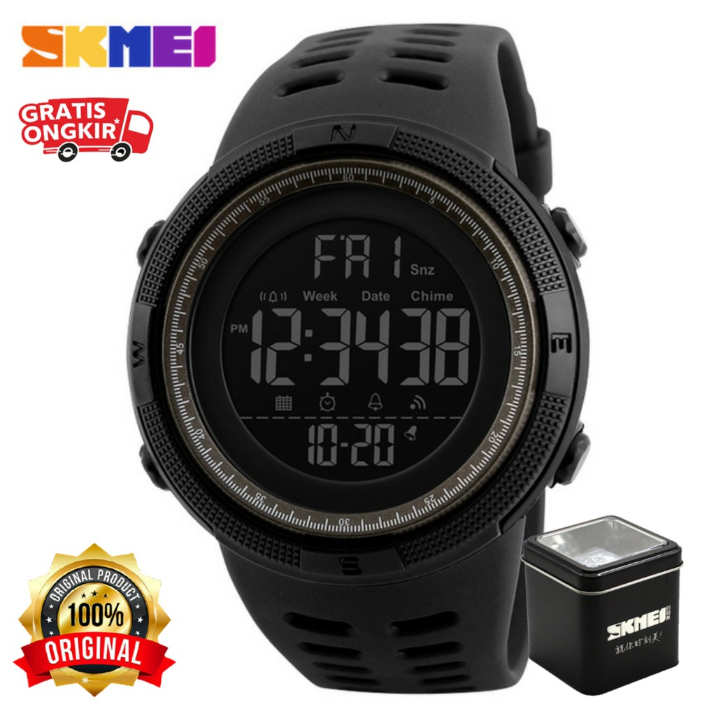 Jam Tangan Pria Digital SKMEI 1251 Sport Original Water Resist - Black Brown