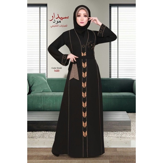 Abaya Gamis Hitam Arab Mewah Pesta Saudi Mesir Dubai Ori Original Import Terbaru