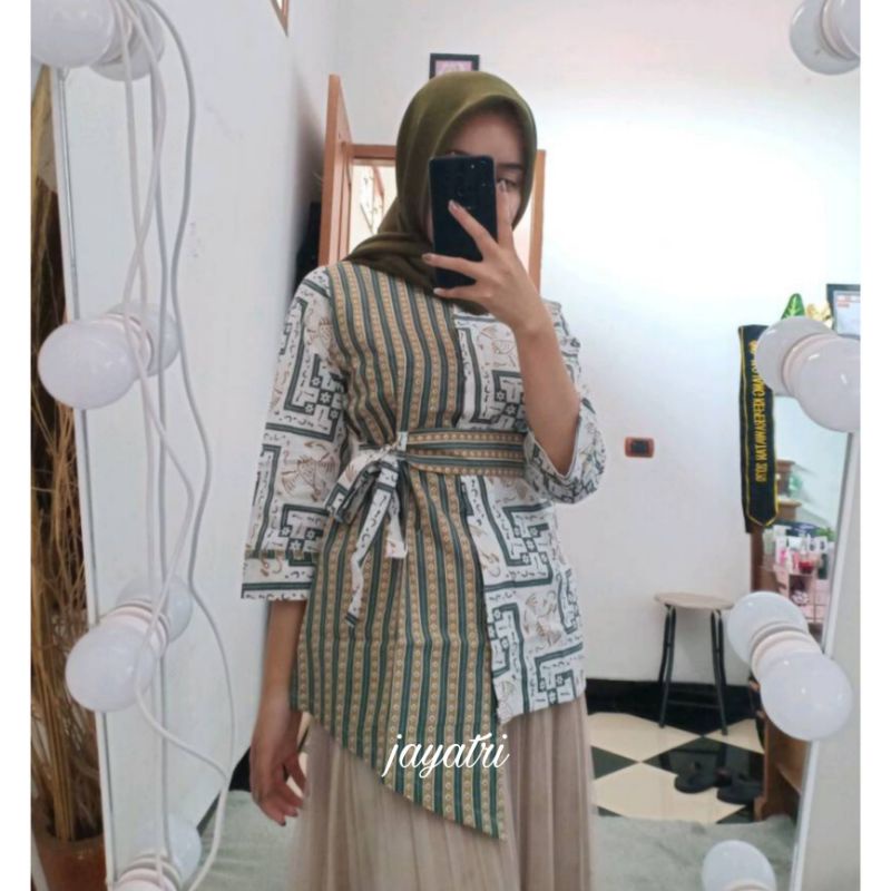 Batik wanita ASJ SA HRB026 Kenongo Kemeja Tosca Pendek-2