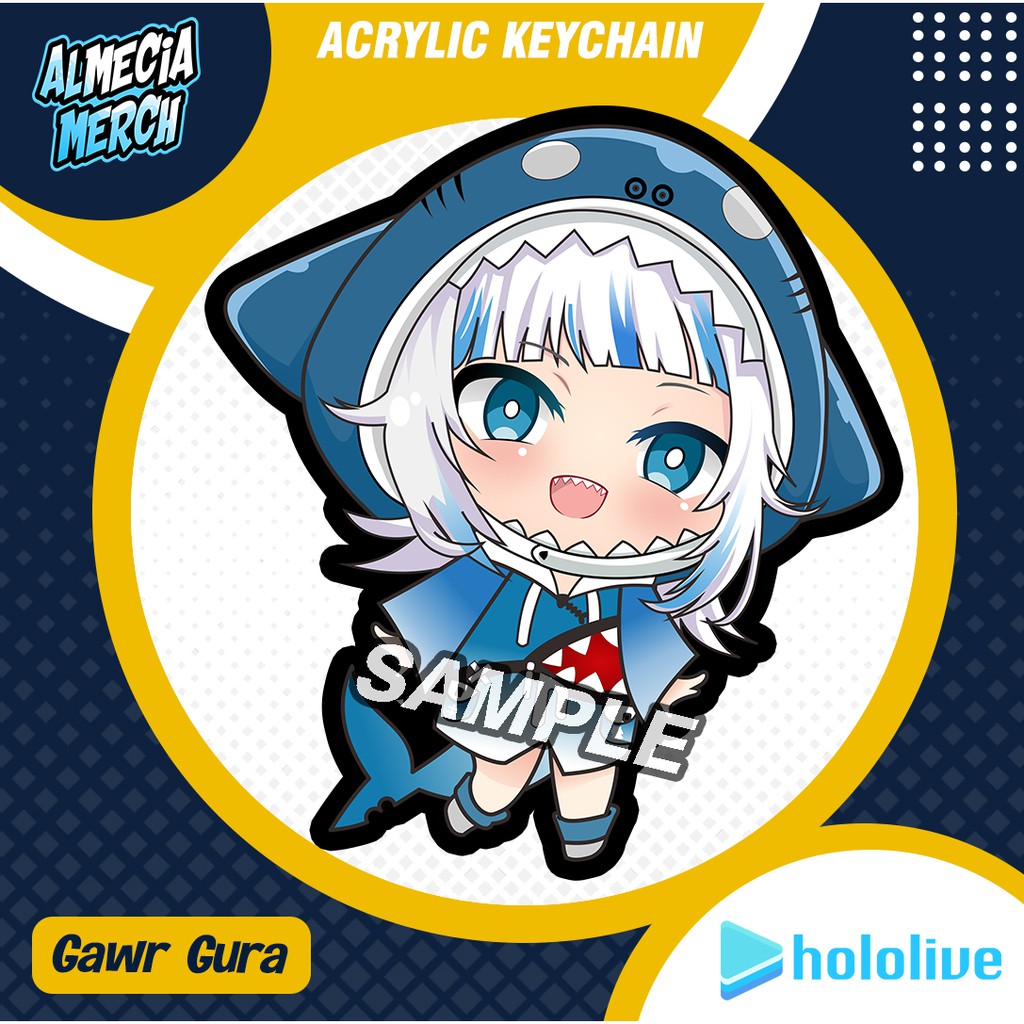 Gantungan Kunci Hololive EN Gawr Gura / Keychain Vtuber Gura