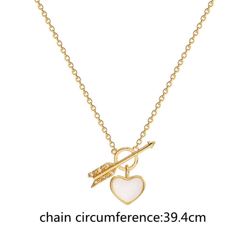 Creative Peach Heart Women Clavicle Chain / One Arrow Through Heart Pendant / Korean INS Fashion Jewellery