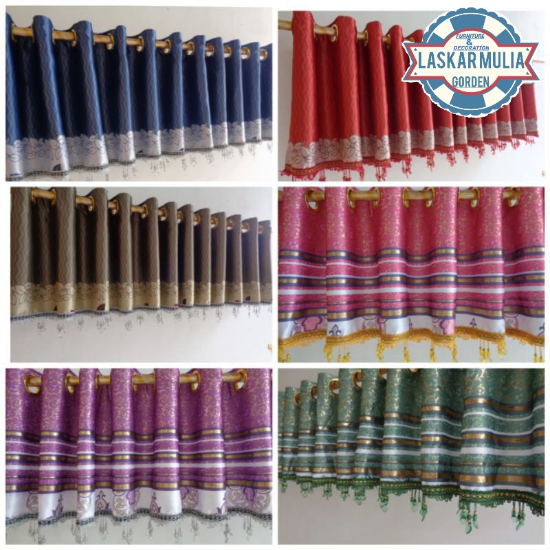 Gorden Poni Bahan  Blackout  Infort Hijau Biru Ungu Coklat Model Smokering