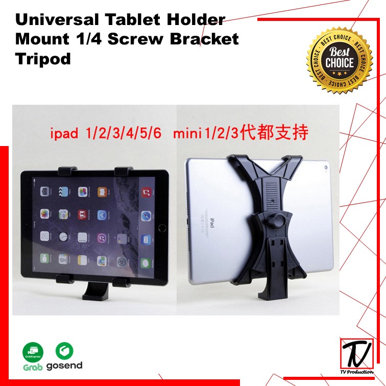 Universal Tablet Holder Mount 1/4 Screw Bracket Tripod