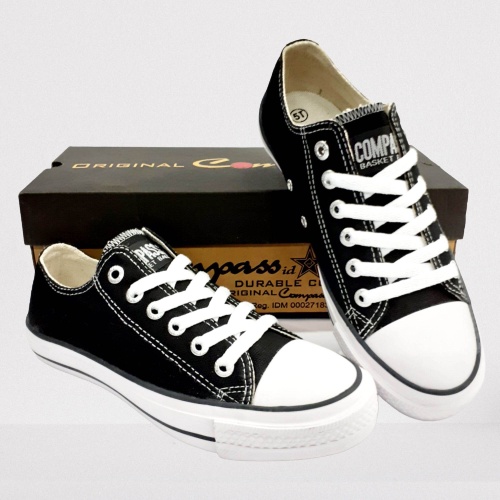 SEPATU COMPASS PENDEK HITAM PUTIH PRIA/WANITA