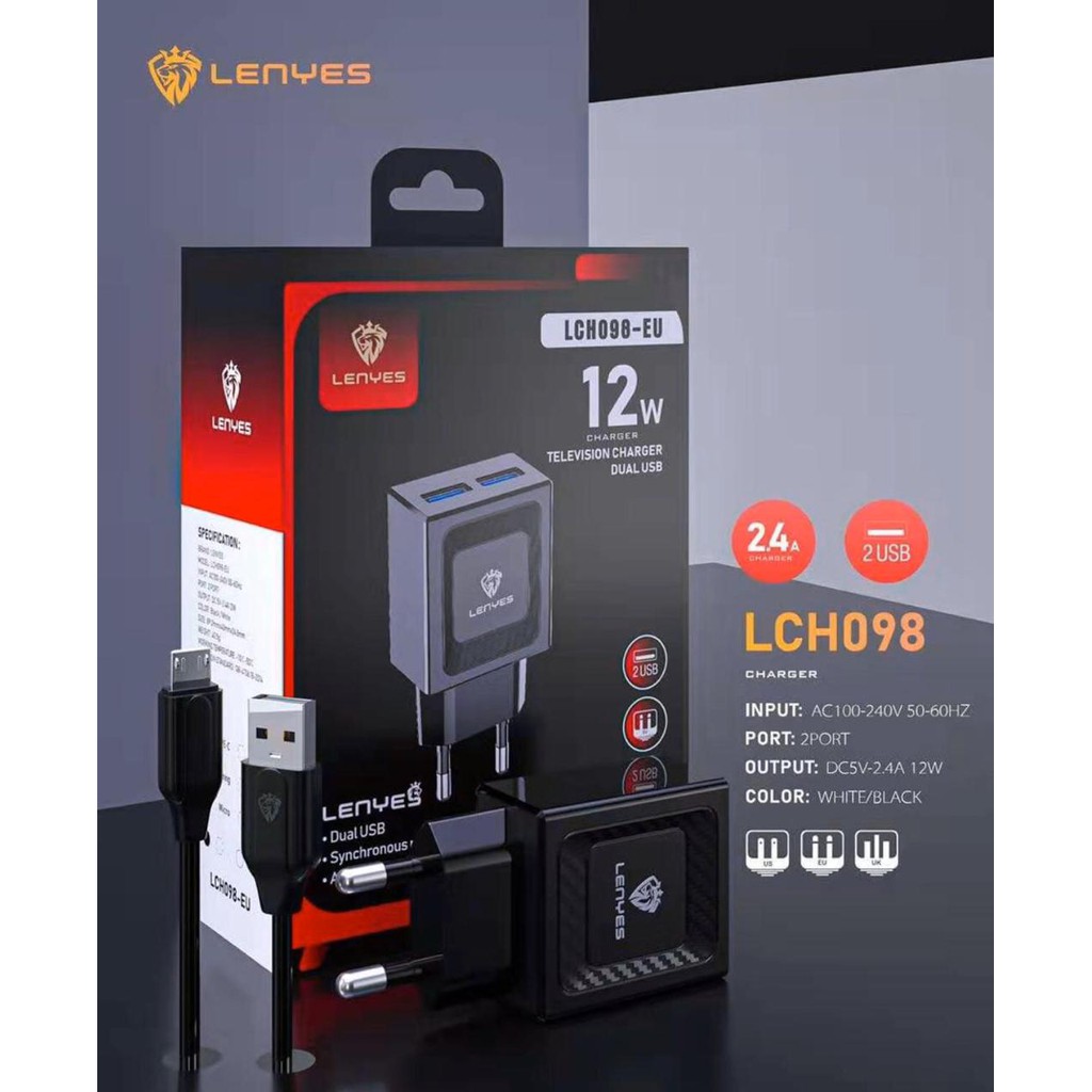 Carger lenyes LCH098 Micro 2usb 12W
