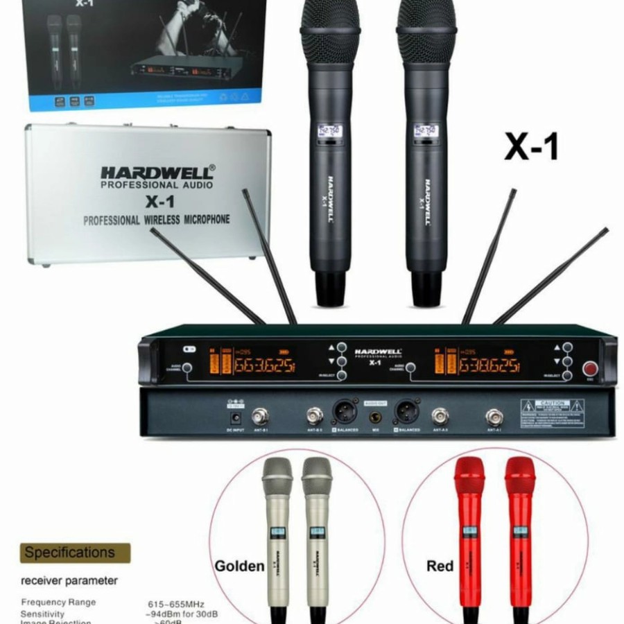 Mic Wireless Hardwell X-1 Original Microphone hardwel x1 Hardcase 2 buah Mic Pegang