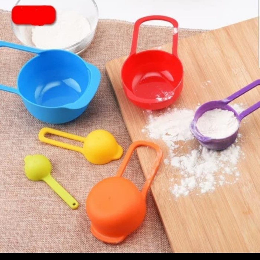 TERLARIS!! Sendok Takar Warna Warni 6 in 1 Sendok Ukur Measuring Spoon Measuring Cup Takaran / Sendok Takar 6 in 1 - Sendok Takaran - Measuring Cup