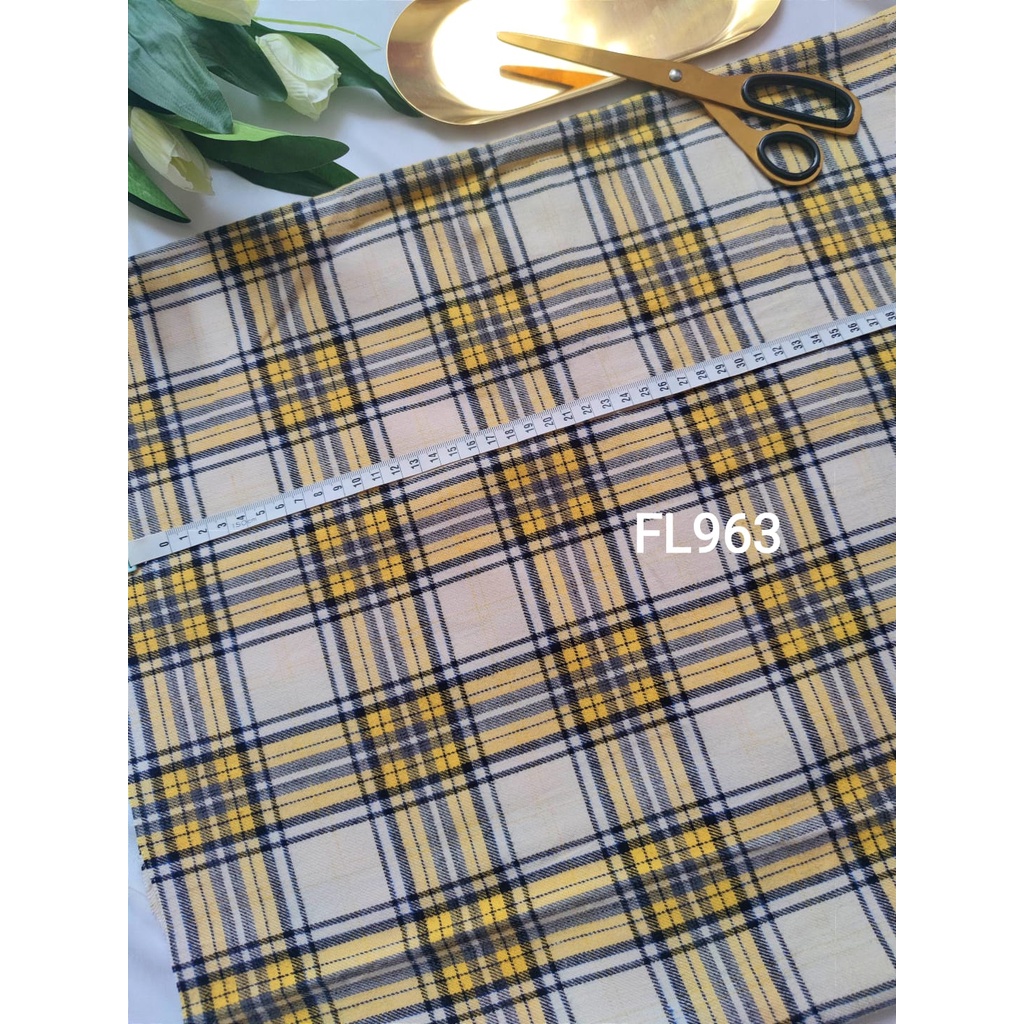 KUNING kain flanel bahan kotak katun yarndyed harga per 0.5meter/kain meteran happychild