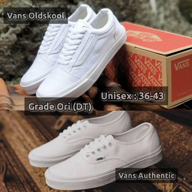 Sepatu Vans Putih Grade Ori. 36-43 Wanita/Pria. Vans Oldskool Putih / Vans Kets Putih