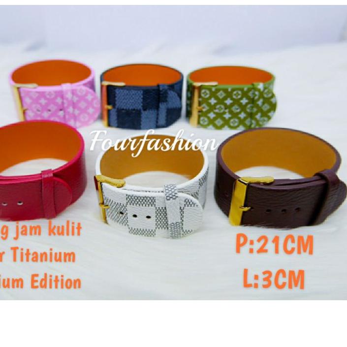 Gelang Jam/Sabuk Kulit Lebar 3CM Titanium Premium Limited