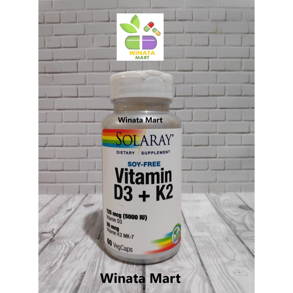 Solaray Vitamin D3 K2 5000 IU isi 60 Kapsul Vitamin D Ori Vit D3 Vitamin K2 MK7 (Ori USA)