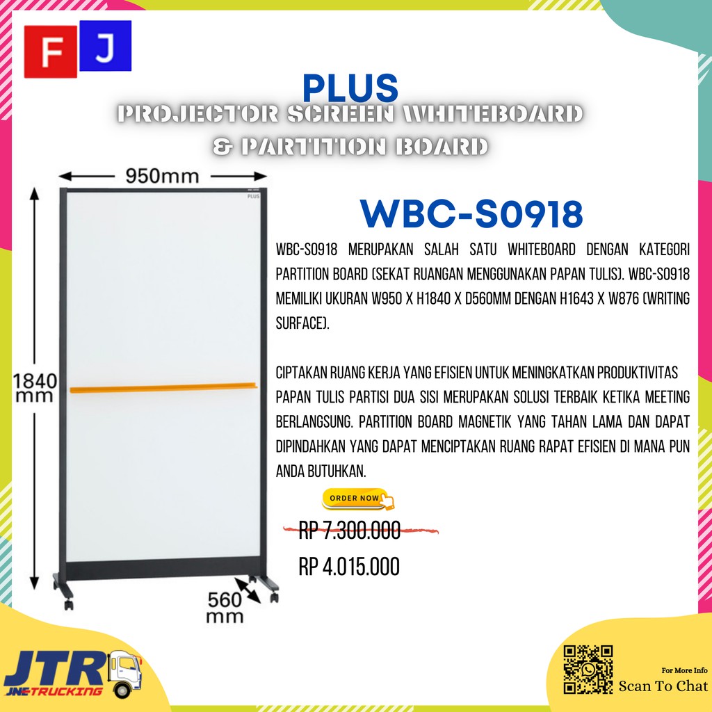 

Plus projector screen whiteboard WBC-S0918