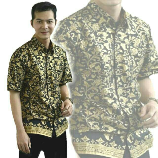 Kemeja Batik Lengan Pendek Hem Prada Kemeja Hem Batik Formal Songket Lengan Pendek Birel Tosca Gold