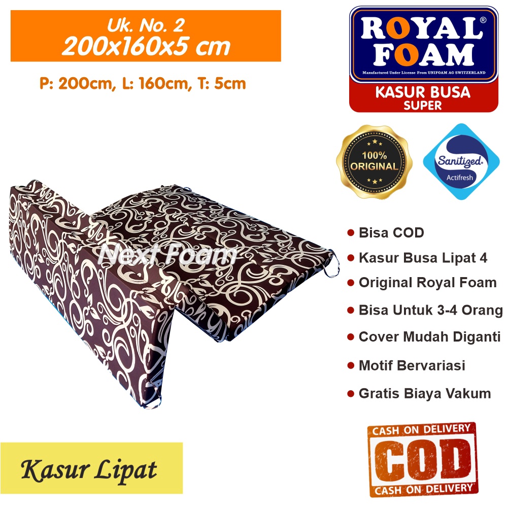 Kasur Busa Lipat Royal Foam Ukuran No 2 200x160x5 cm Tebal 5 cm D23 ORIGINAL