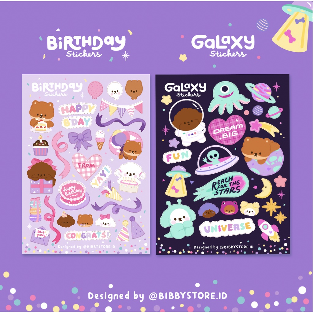 

NOTES STICKERS (WATERPROOF) - BIRTHDAY, / GALAXY, Stiker ulang tahun / sticker bujo