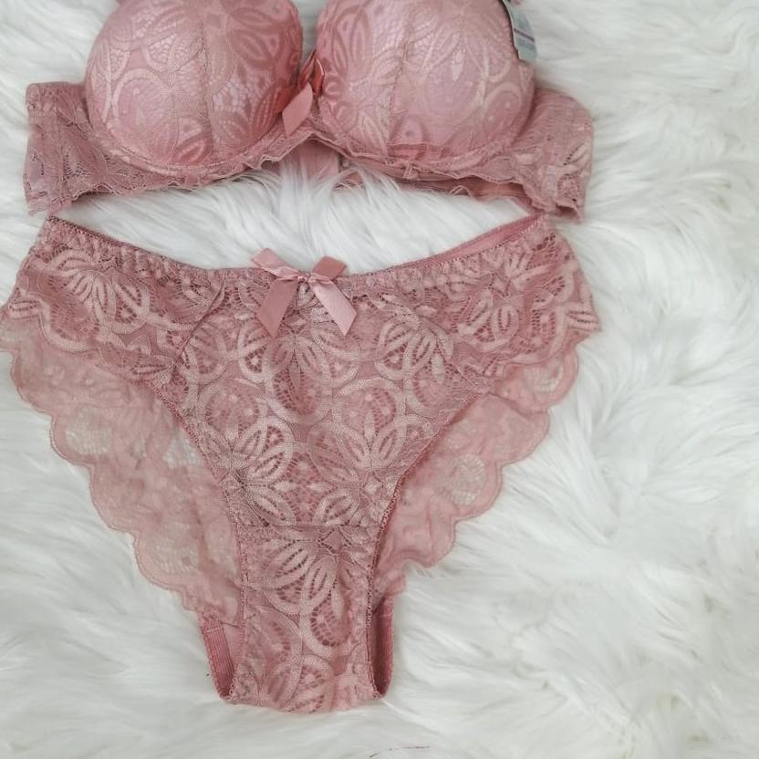 ☉ (BH + CD) Bra Set dan Celana Dalam Brukat Chrystella 690 32A-38A Kawat ♣