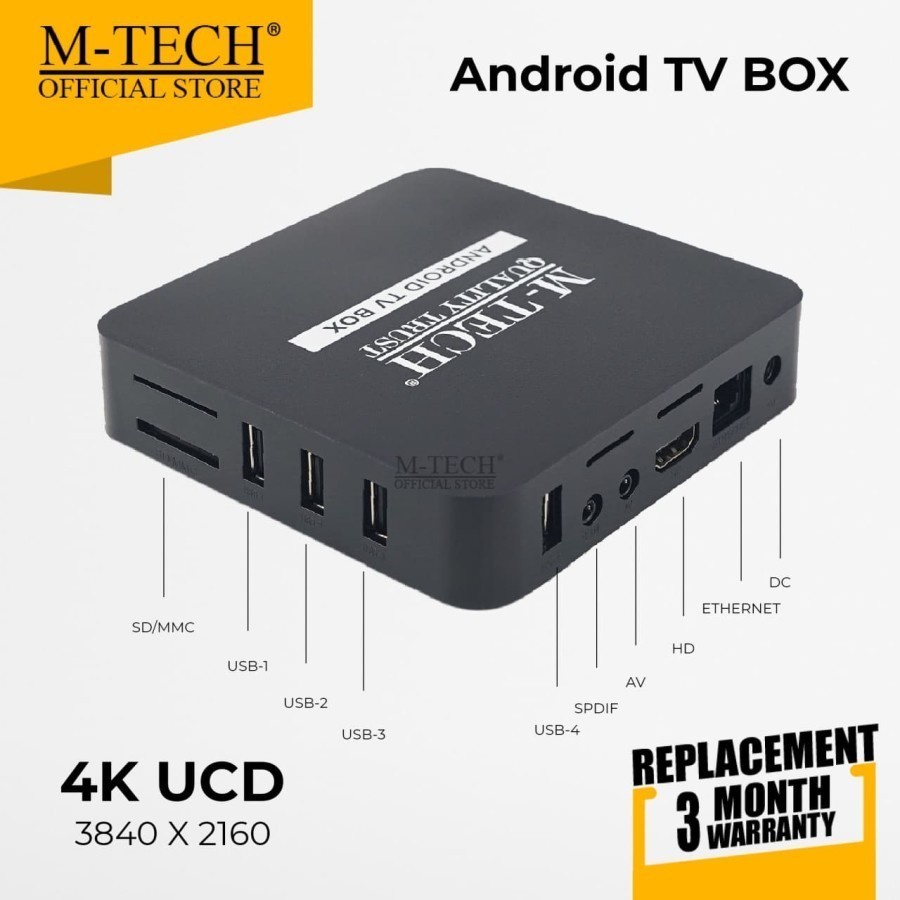 M-Tech STB TV Box Android 10 4K Ultra HD With WIFI Mtech