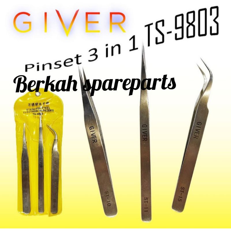 Jual PINSET PINGSET 3 IN 1 GIVER 10 11 15 TS-9803 LENGKAP PINSET LURUS ...