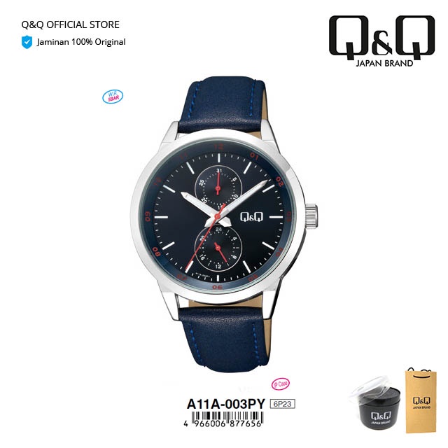 Q&Q QnQ QQ Jam Tangan Pria Fashion Analog Kulit  - A11 A11A  Water Resist 3 BAR-2