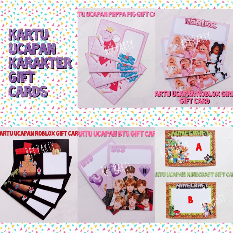 Kartu ucapan karakter/Kartu Ucapan Ulang Tahun/Kartu HBD/Birthday Card/Character Birthday Card/Roblo