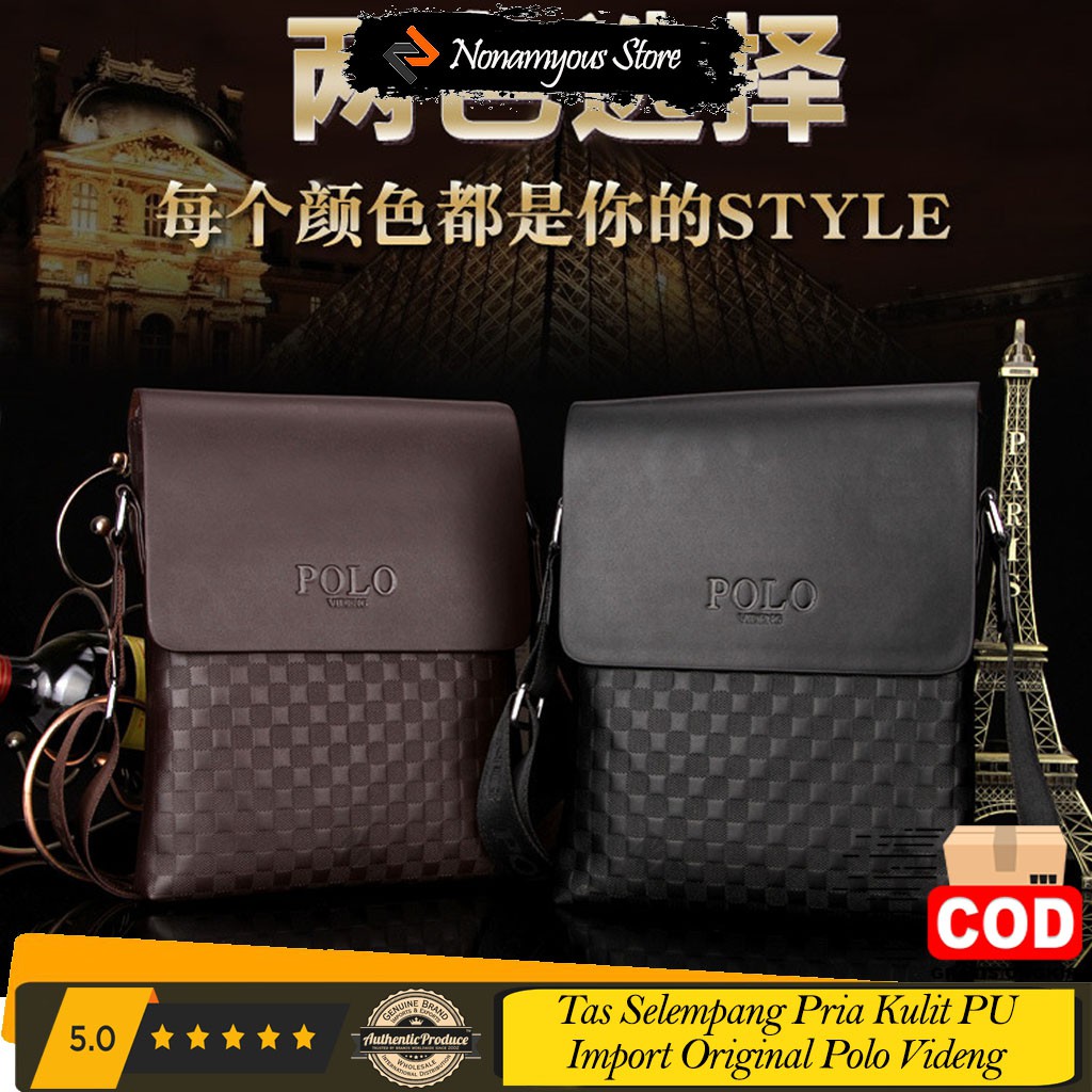 Tas Selempang Kulit Pria Casual Style Men's Messenger Bag Original Import Polo Videng / Rhodey