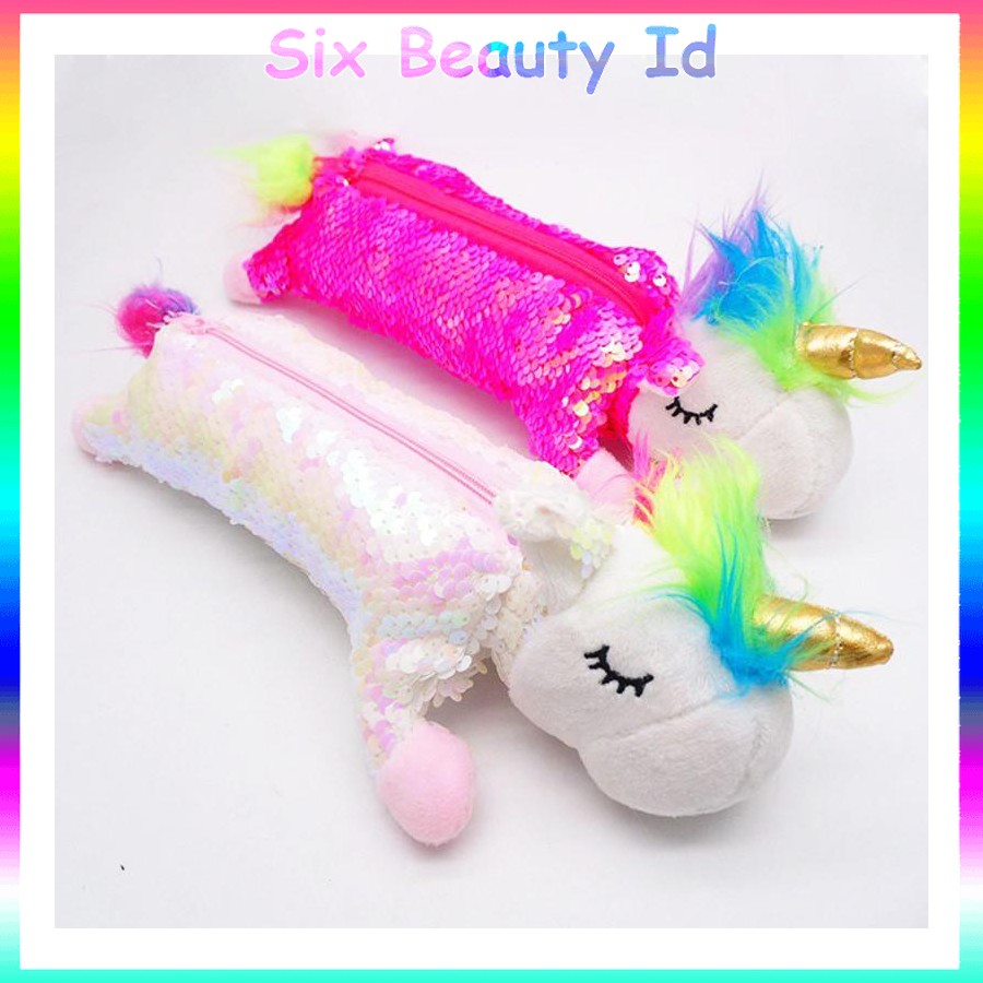 

HOT! TP0058 Tempat Pensil Kawaii Pensil Unicorn Sequien Boneka Pencil Case