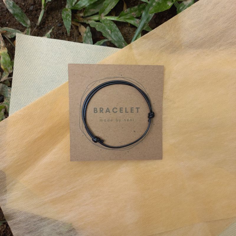 Gelang Hitam Polos Simple Korea Anti air (Single/Couple) ukuran Tali 1.5mm