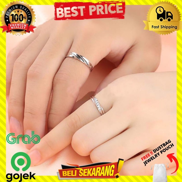 CINCIN PRIA WANITA TITANIUM MODEL TERBUKA PERMATA BERLIAN COUPLE C498 - 1SET