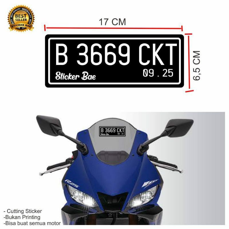 Stiker plat nomer visor motor custom