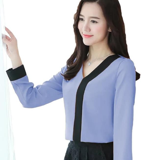 Baru-675  baju atasan Blouse Wanita Kimono Korean - Putih, M