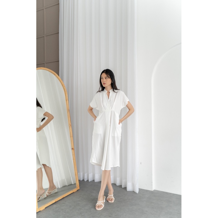 Dress Kantor Midi Pesta selutut polos