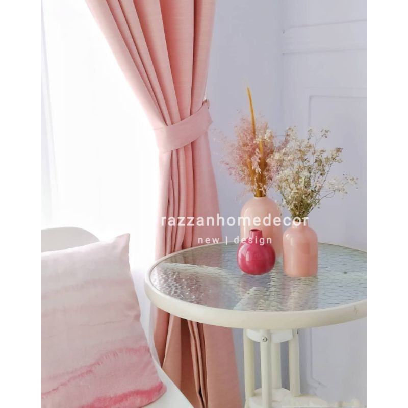 Gorden polos pink peach Tebal mewah