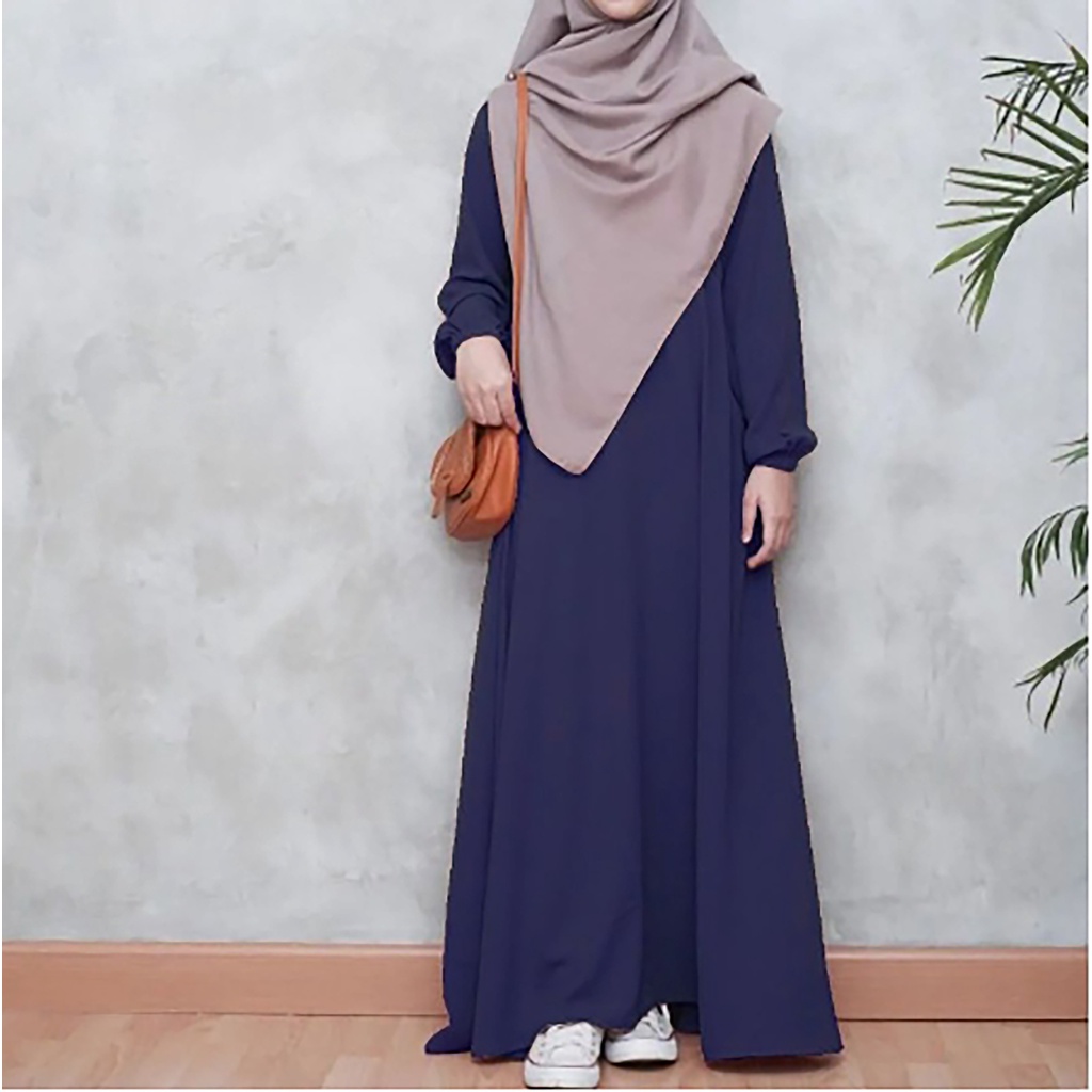 Gamis Polos Syakila Lengan Kancing Simpel Size S M L XL XXL Dress Polos Gamis Jumbo BIg Size
