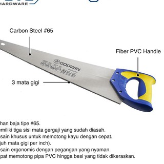  Terbaik  Gergaji  Tangan  3 Mata Handsaw GODWIN Untuk 