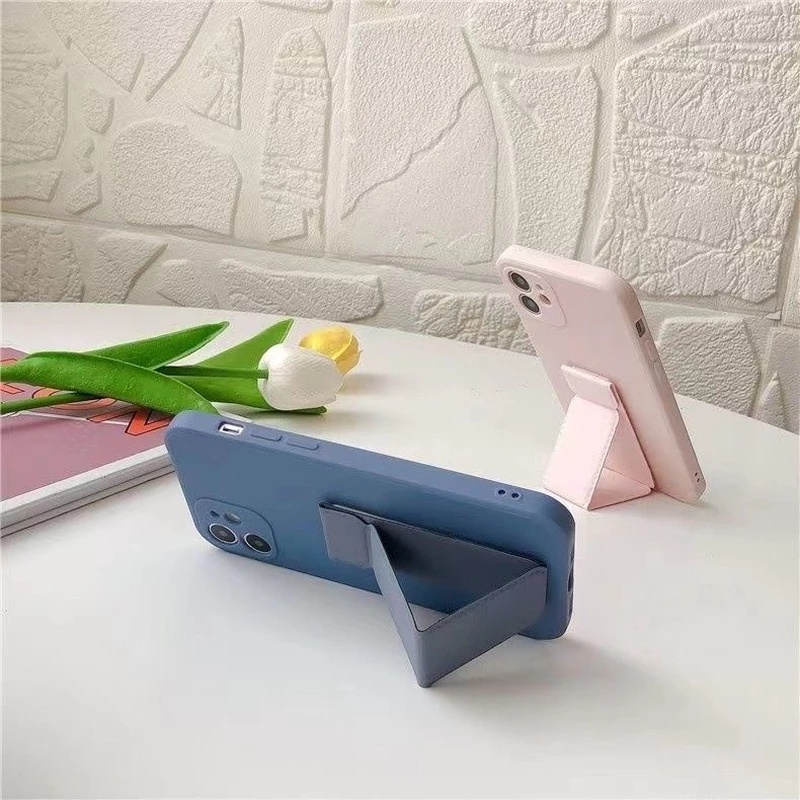 Hot Sale/Universal Warna Solid Dapat Dilipat Desktop Phone Holder/Gelang PU Kreatif Pegangan Jari Stand Ponsel/Bracket Portabel Kompatibel Dengan Semua Ponsel