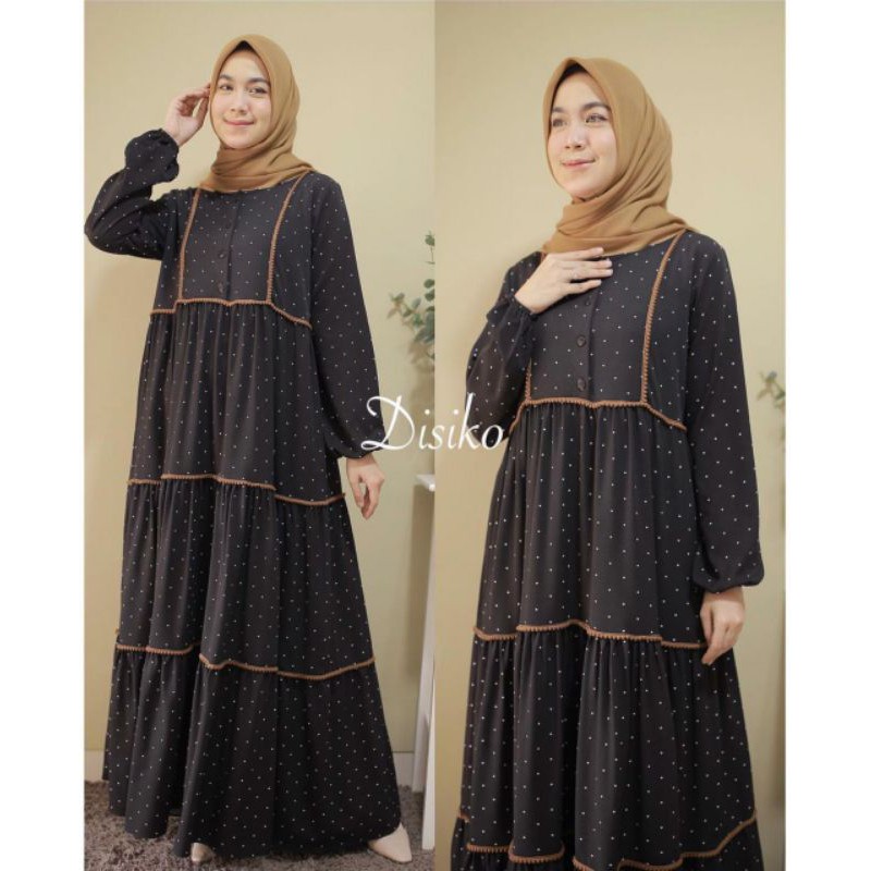 Albamoswear Zahira Dress by Disiko Gamis Tory Burch Polkadot Hitam