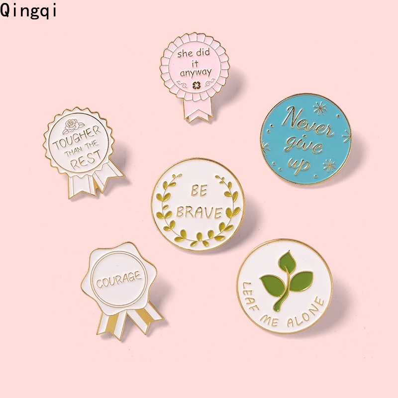 Bros Pin Enamel Desain Kartun Tulisan Be Brave Motivasional
