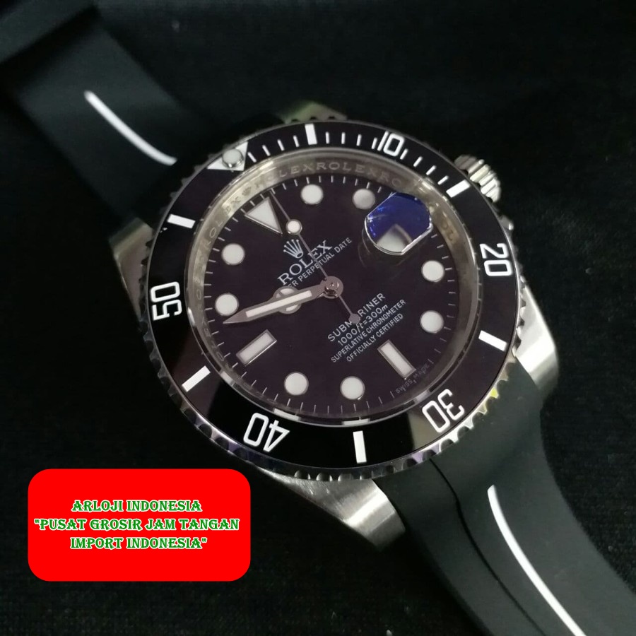 New Arrival Jam Pria Rolex Submariner Rubber Metic Garansi 1th