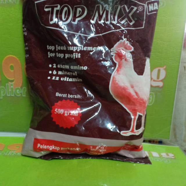 topmix 500 gr vitamin ayam suplemen smdgn tepung ikan ato konsentrat peningkat stamina topmix